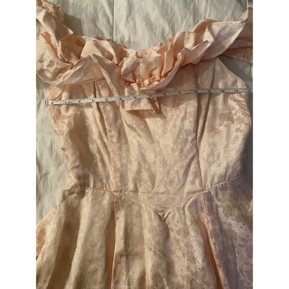 Vtg 80's GUNNE SAX Jessica McClintock Pink Floral Dress Off The Shoulder Size 5 - Picture 10 of 12